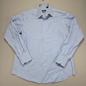 BOSS Hugo Boss Mens Dress Shirt Blue Striped Regular Fit‎ 16 41